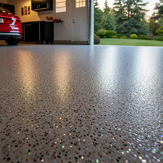 Garage Floor With Red Car