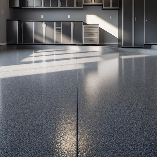 Grey Garage Floor With Grey Cabinets