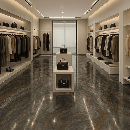 Retail Store With Metallic Floor