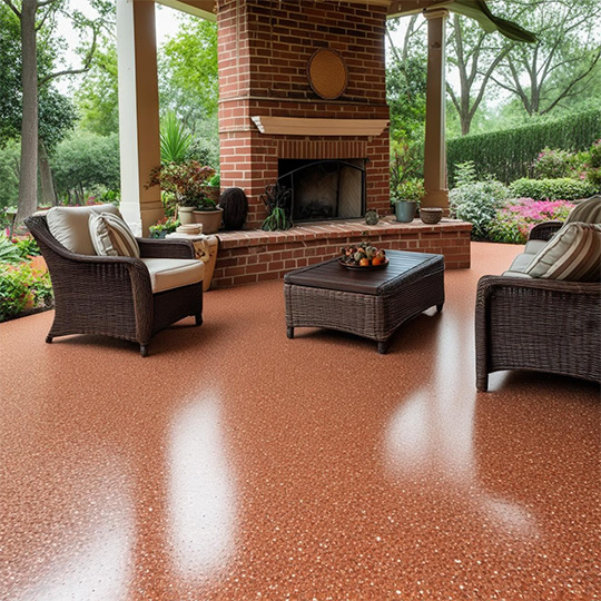 Fireplace On Patio With Epoxy Coatings