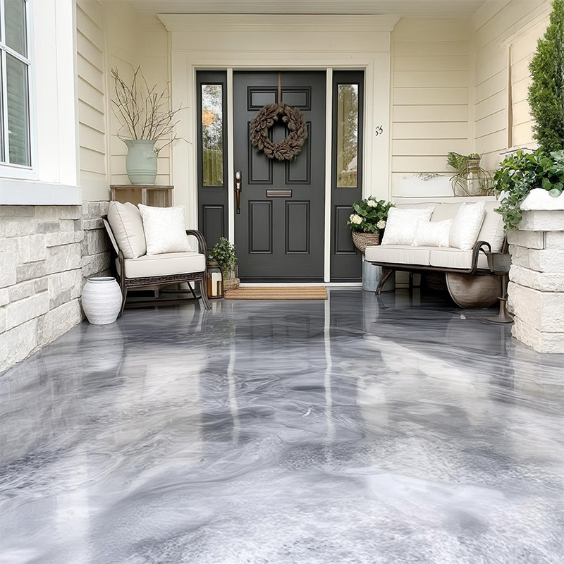 Front Porch With Metallic Epoxy Flooring